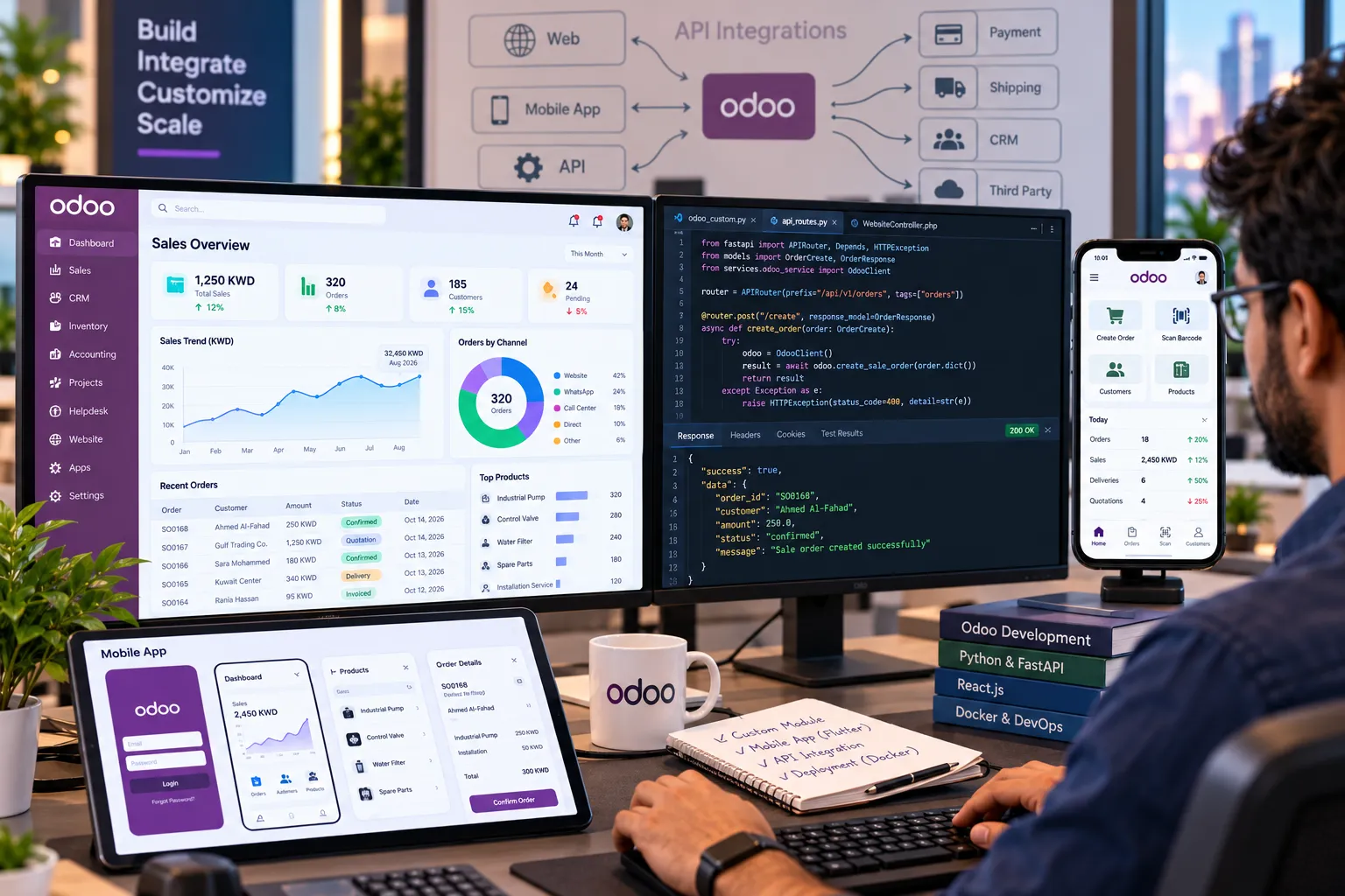 Software engineer writing code for a custom CentrixPlus web platform